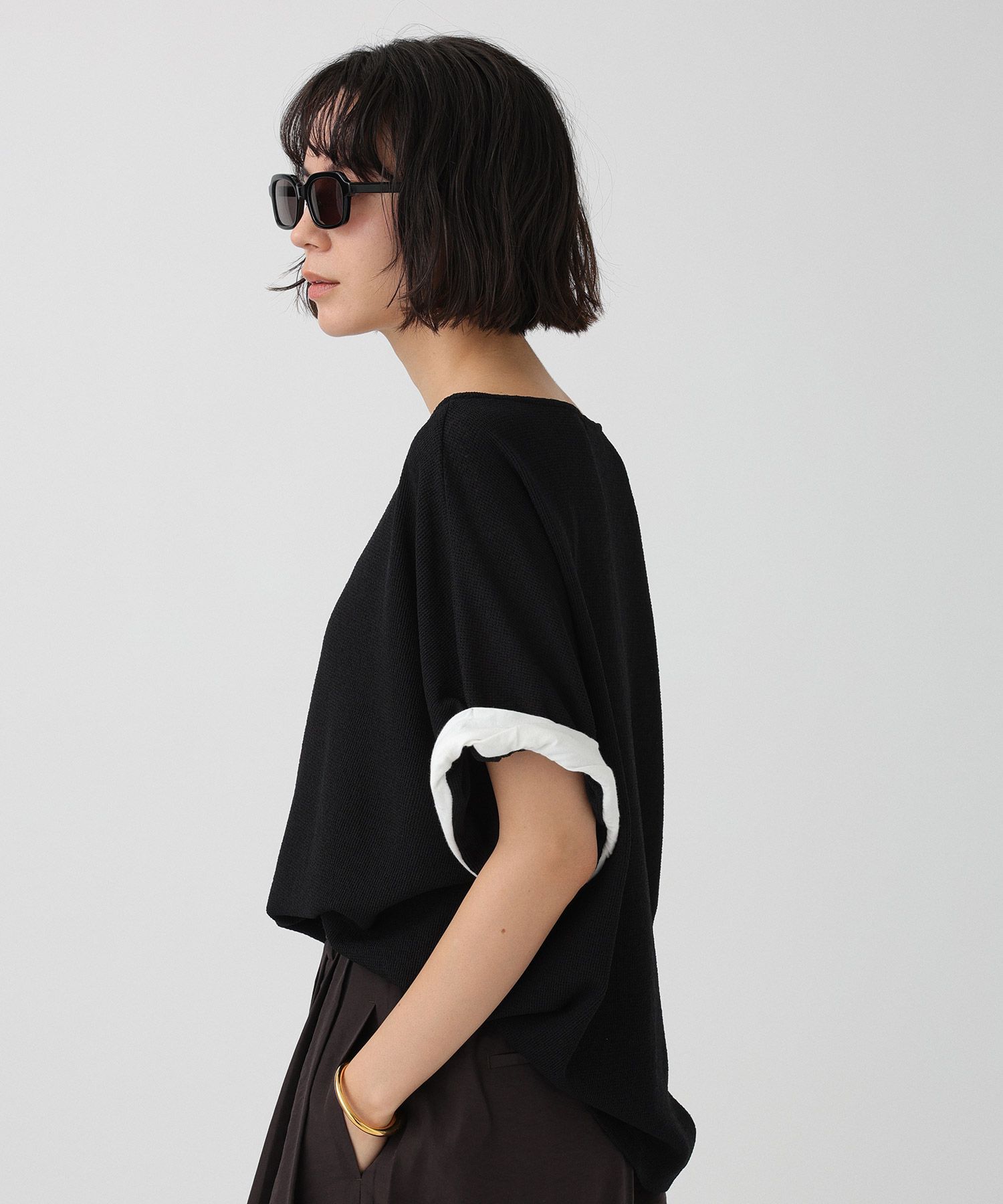BABYLONE「ワッフルロールアップTEE」|Tシャツ・カットソー|