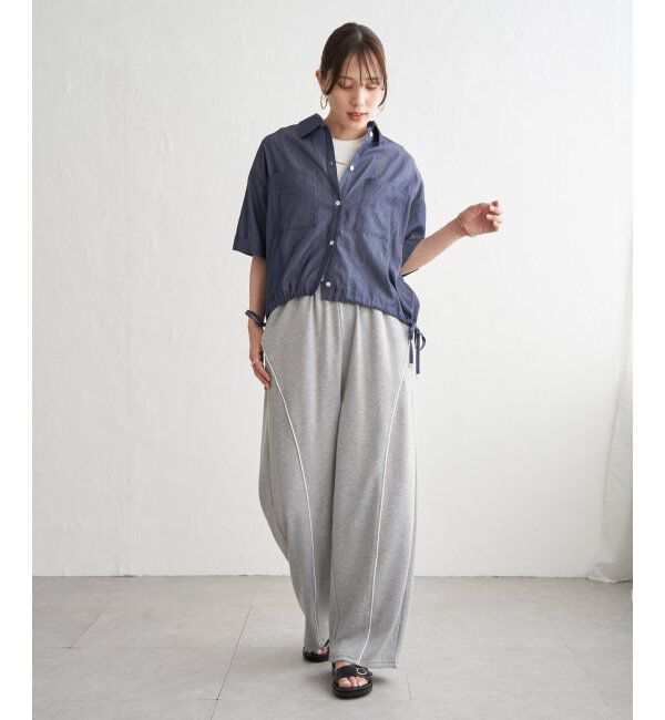 ikka「【雑誌InRed6月号掲載】冷感／デニム裾ドロストシャツ」|シャツ・ブラウス|