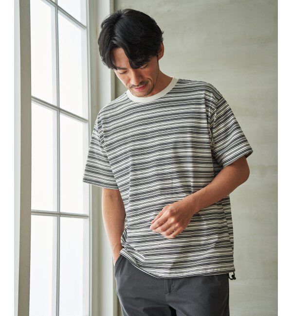 ikka「【お得だ値】冷感コットンドロストボーダーTシャツ」|Tシャツ・カットソー|