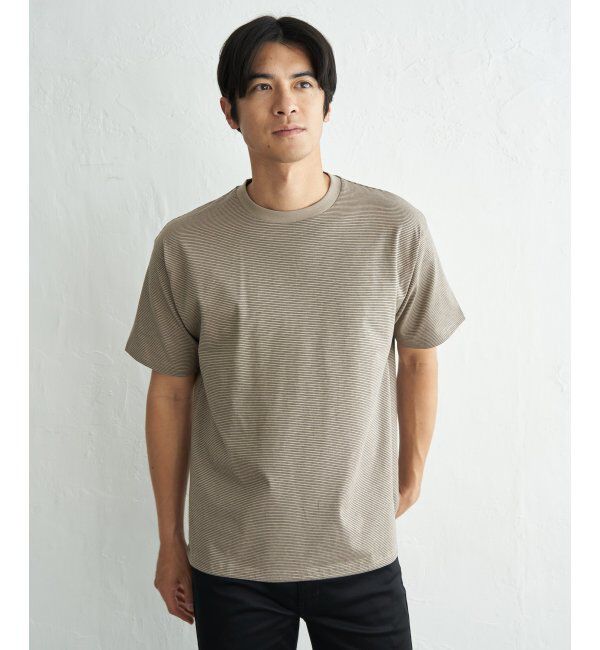 ikka「【お得だ値】冷感コットンドロストボーダーTシャツ」|Tシャツ・カットソー|