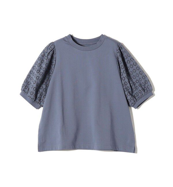 SHIPS Colors 「《一部追加予約》SHIPS Colors:〈手洗い可能〉ミニ裏毛 レース スリーブ トップス◇」|Tシャツ・カットソー|