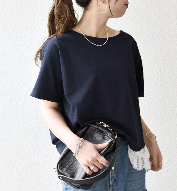 SHIPS any「《予約》SHIPS any:〈洗濯機可能〉レース ヘム アシンメトリー ショートスリーブ TEE」|Tシャツ・カットソー|