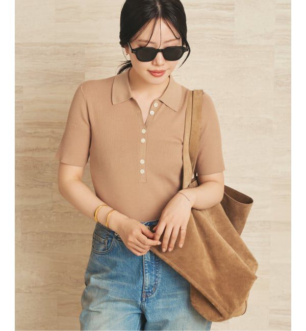 Plage「Collar Rib ニット」|ニット・セーター|ベージュ