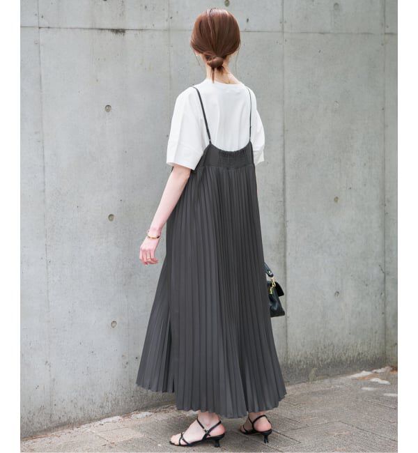 SLOBE IENA「《追加》パウダリーサテンプリーツキャミワンピース」|ワンピース|