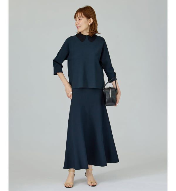 VERMEIL par iena「Room no.8 BLACK ルームエイト ブラック Needleレースカラーニット BR8KN-287」|ニット・セーター|