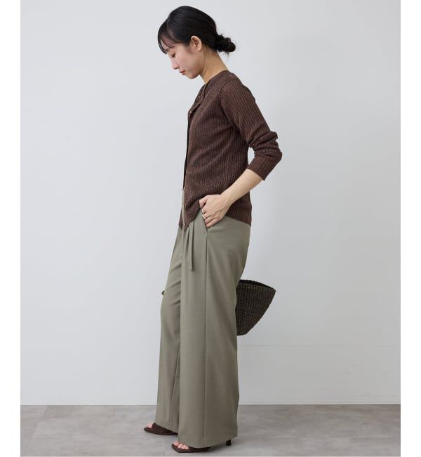 SLOBE IENA「《4サイズ展開》ベルテット2タックストレートパンツ」|スラックス|