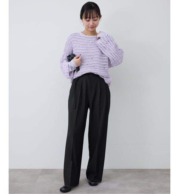SLOBE IENA「《4サイズ展開》ベルテット2タックストレートパンツ」|スラックス|