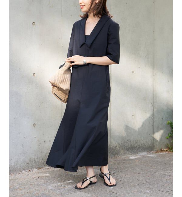 VERMEIL par iena「Cotton Linen Flare Dress」|ワンピース|ネイビー