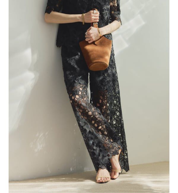 VERMEIL par iena「Cutwork Lace イージーパンツ」|その他|ブラック