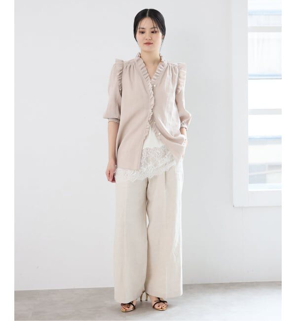 IENA「《一部店舗限定》 コットンシュリンク7分袖ブラウス」|シャツ・ブラウス|