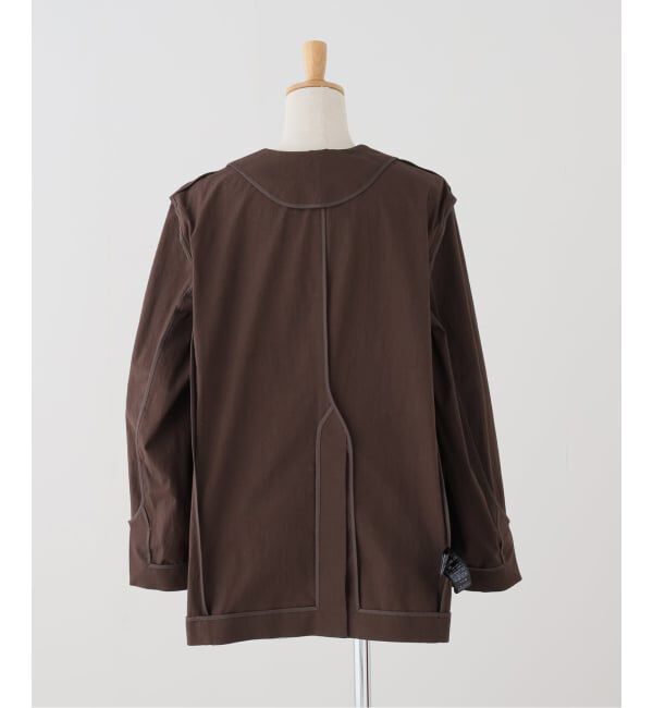 IENA「《一部カラー店舗限定》コットンサブレUネックジャケット」|ノーカラージャケット|