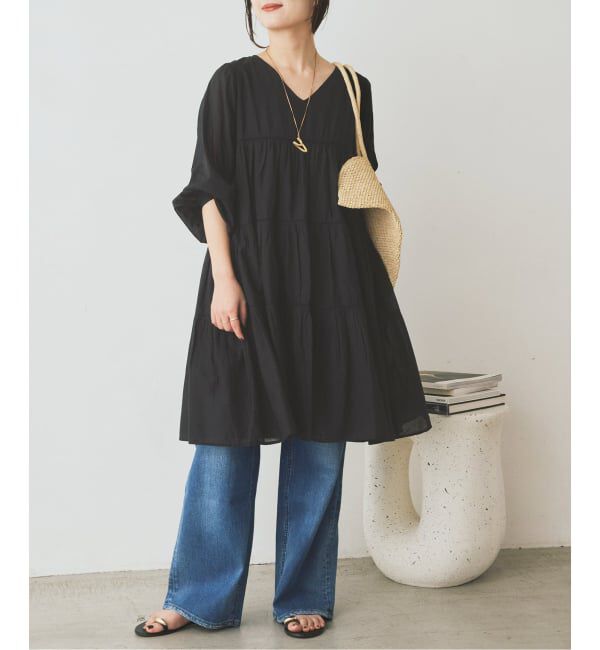 SLOBE IENA「《追加予約》コットンボイルティアードワンピース」|ワンピース|