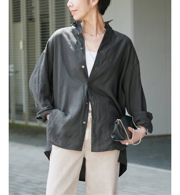 VERMEIL par iena「TICCA ティッカ 別注リネンスクエアビッグシャツ TBFS-543」|シャツ・ブラウス|カーキ A