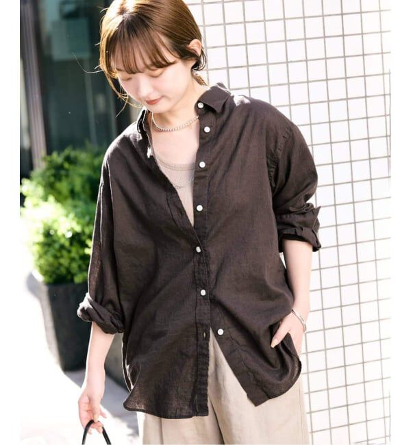 SLOBE IENA「《追加2》リネンコットンレギュラーシャツ」|シャツ・ブラウス|