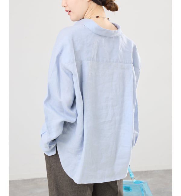 IENA「《追加》リネンワイドショートシャツ」|シャツ・ブラウス|サックスブルー