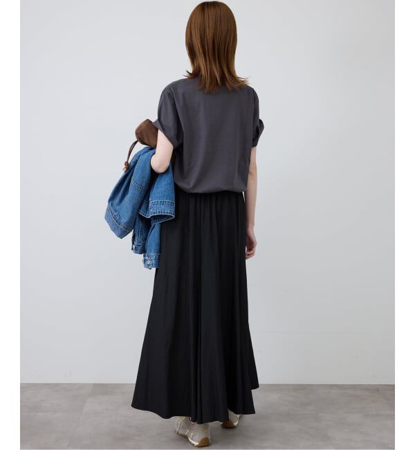 SLOBE IENA「《WEB限定/追加2予約》ナイロンワッシャー切り替えギャザースカート」|スカート|