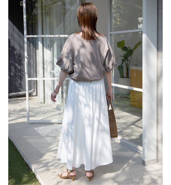 SLOBE IENA「《WEB限定/追加2予約》ナイロンワッシャー切り替えギャザースカート」|スカート|