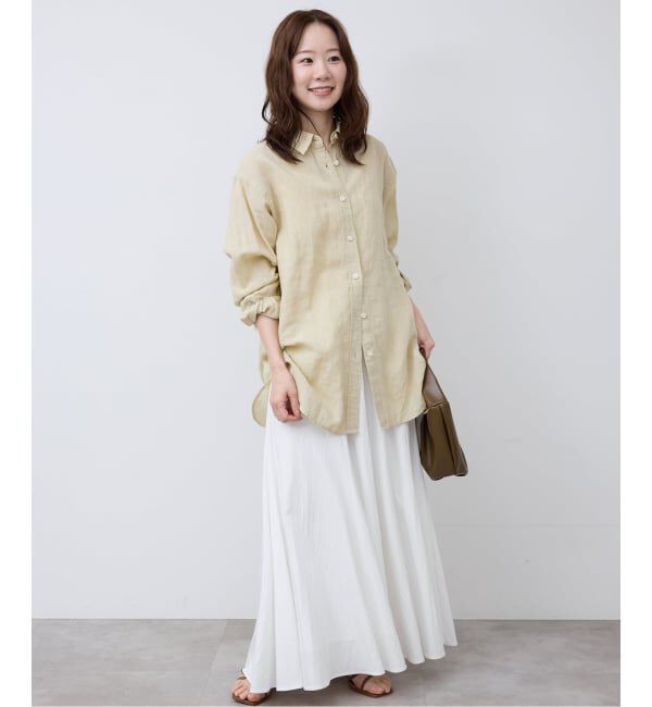 SLOBE IENA「《WEB限定/追加2予約》ナイロンワッシャー切り替えギャザースカート」|スカート|