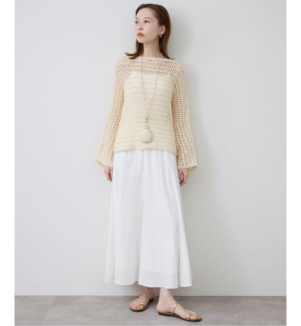 SLOBE IENA「《WEB限定/追加2予約》ナイロンワッシャー切り替えギャザースカート」|スカート|
