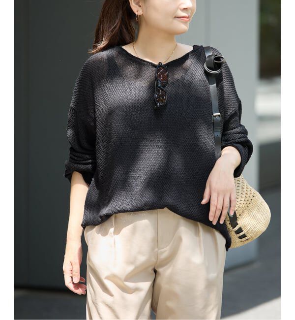 JOURNAL STANDARD「《追加》ペーパーヤーンカノコルーズプルオーバー」|ニット・セーター|ブラック