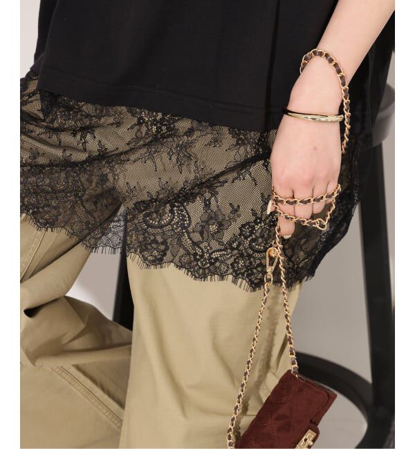 JOURNAL STANDARD relume「《追加》レースヘムTEE」|Tシャツ・カットソー|ブラック
