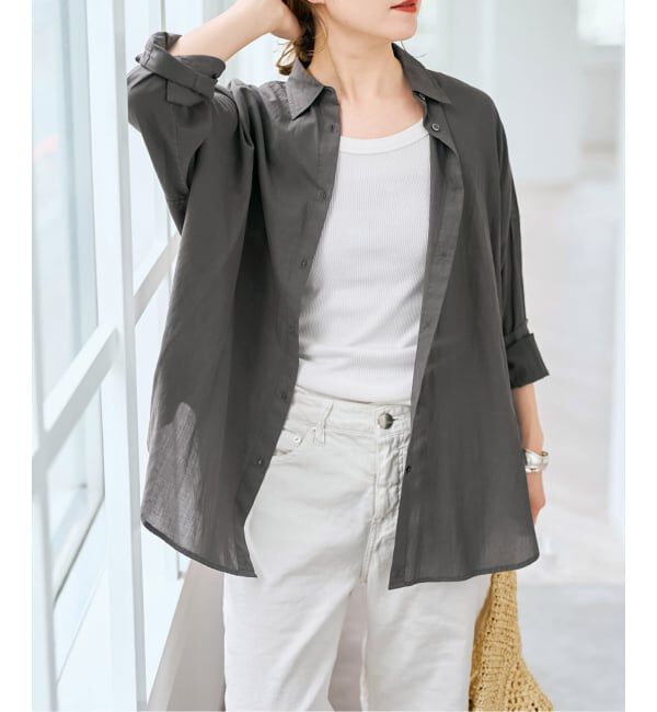 Spick and Span「《新色有り / 追加》ガーメントダイカシュクールシャツ」|シャツ・ブラウス|ブラック B