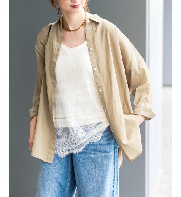 Spick and Span「《新色有り / 追加》ガーメントダイカシュクールシャツ」|シャツ・ブラウス|ベージュ A