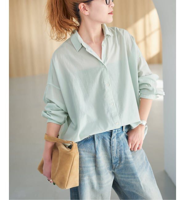 Spick and Span「《新色有り / 追加》ガーメントダイカシュクールシャツ」|シャツ・ブラウス|グリーン B