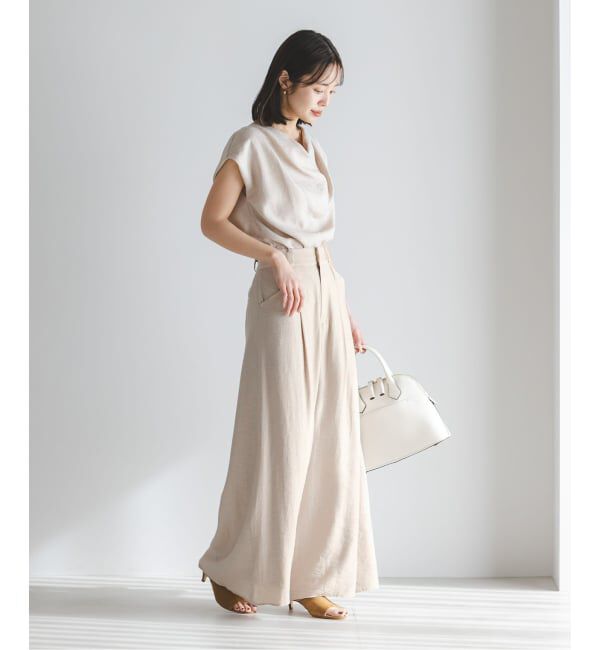 NOBLE「《セットアップ対応》ファジーリネンフラップフレアパンツ」|スラックス|