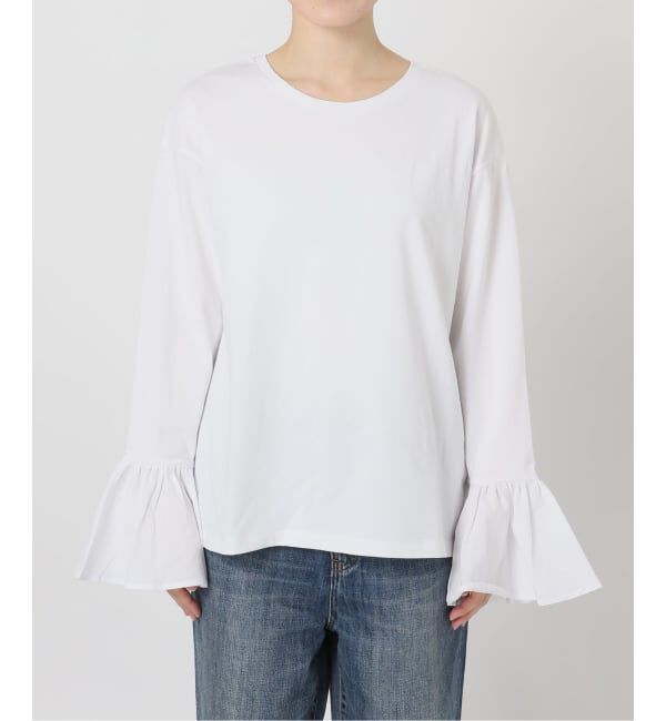 Spick and Span「《追加》フリルスリーブクルーネックTEE」|Tシャツ・カットソー|