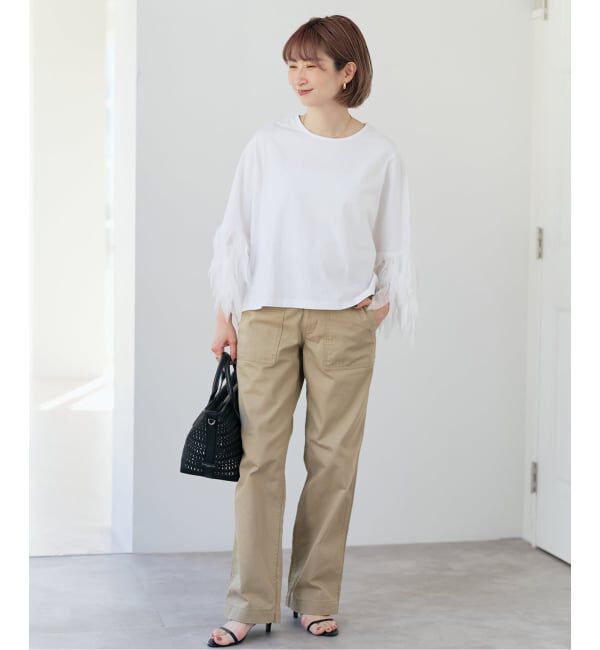 Spick and Span「AAYUSHI / アユーシ フェザーフリルカットソー」|Tシャツ・カットソー|