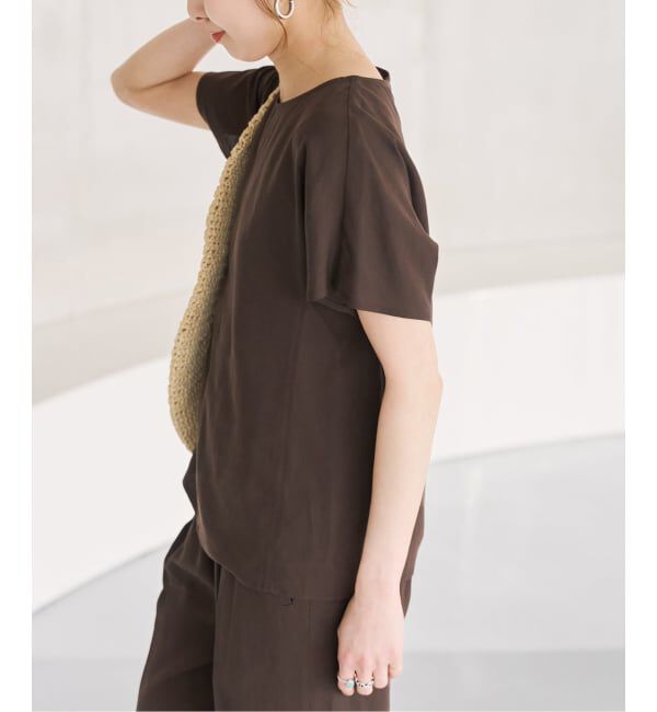 Spick and Span「《手洗い可》ハイブリッドリネンTブラウス」|シャツ・ブラウス|