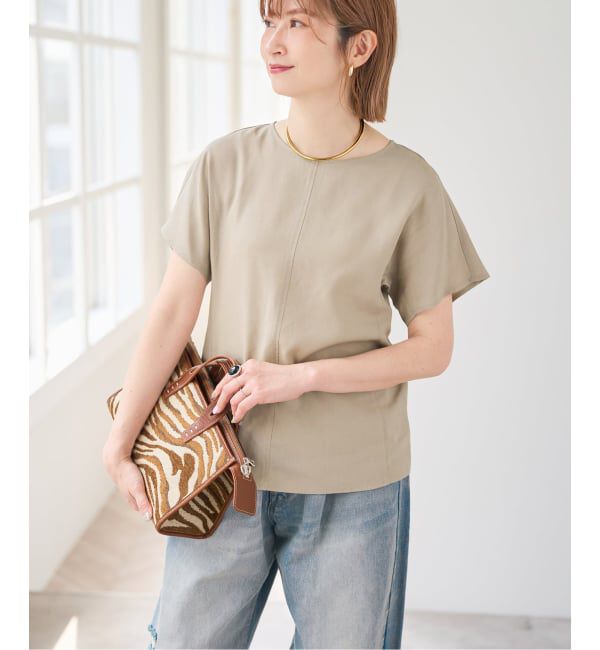 Spick and Span「《手洗い可》ハイブリッドリネンTブラウス」|シャツ・ブラウス|