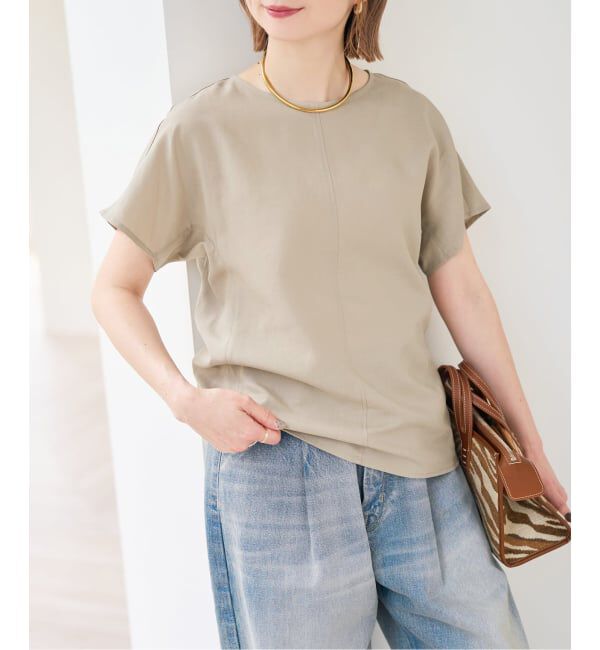 Spick and Span「《手洗い可》ハイブリッドリネンTブラウス」|シャツ・ブラウス|