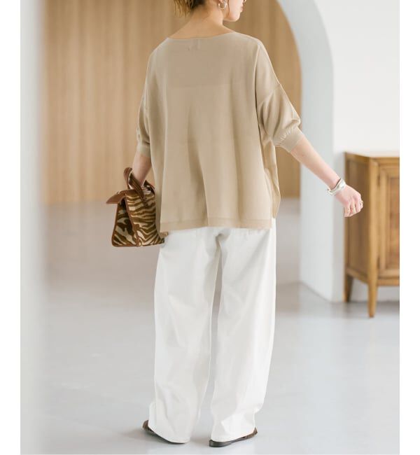 Spick and Span「《接触冷感》ICE FINE 5分袖ボートネックニット」|ニット・セーター|