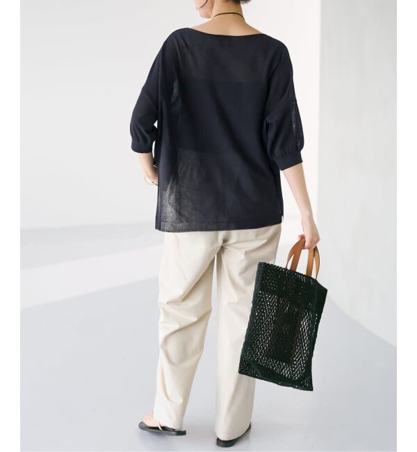 Spick and Span「《接触冷感》ICE FINE 5分袖ボートネックニット」|ニット・セーター|