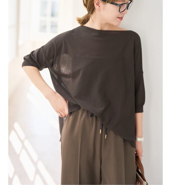 Spick and Span「《接触冷感》ICE FINE 5分袖ボートネックニット」|ニット・セーター|