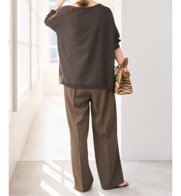 Spick and Span「《接触冷感》ICE FINE 5分袖ボートネックニット」|ニット・セーター|