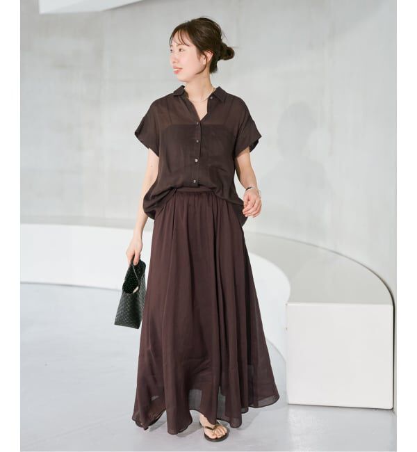 Spick and Span「《セットアップ可》ラミーブレンドフレンチスリーブシャツ」|シャツ・ブラウス|