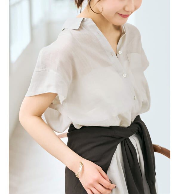 Spick and Span「《セットアップ可》ラミーブレンドフレンチスリーブシャツ」|シャツ・ブラウス|