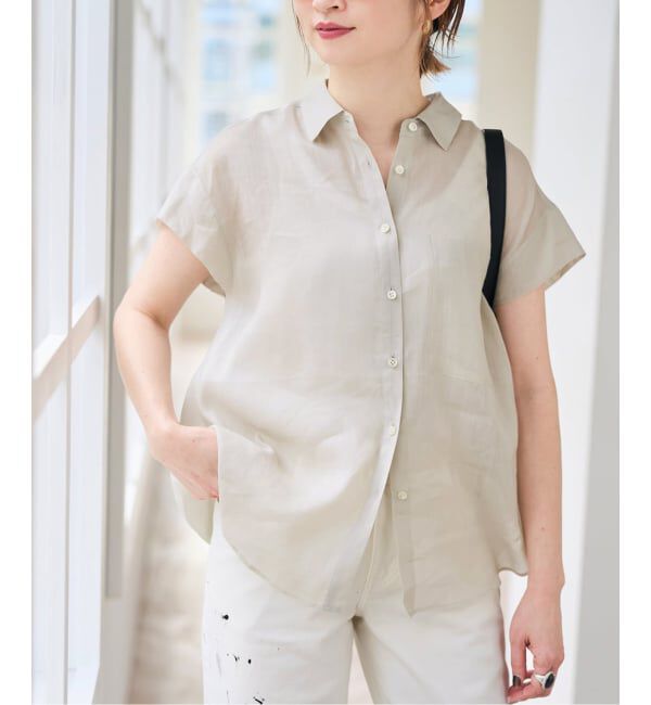 Spick and Span「《セットアップ可》ラミーブレンドフレンチスリーブシャツ」|シャツ・ブラウス|