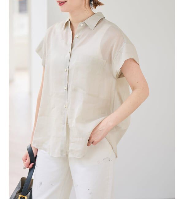 Spick and Span「《セットアップ可》ラミーブレンドフレンチスリーブシャツ」|シャツ・ブラウス|