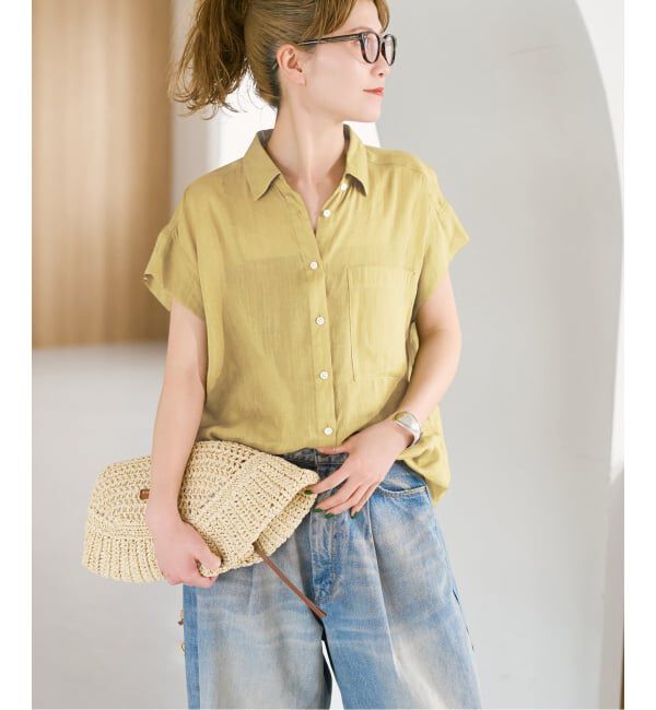 Spick and Span「《セットアップ可》ラミーブレンドフレンチスリーブシャツ」|シャツ・ブラウス|