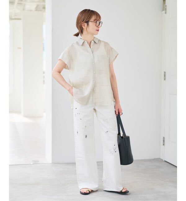 Spick and Span「《セットアップ可》ラミーブレンドフレンチスリーブシャツ」|シャツ・ブラウス|