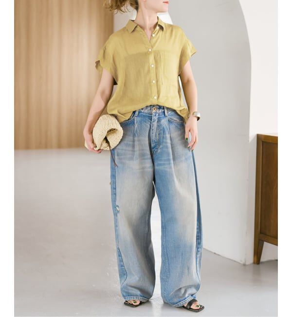 Spick and Span「《セットアップ可》ラミーブレンドフレンチスリーブシャツ」|シャツ・ブラウス|