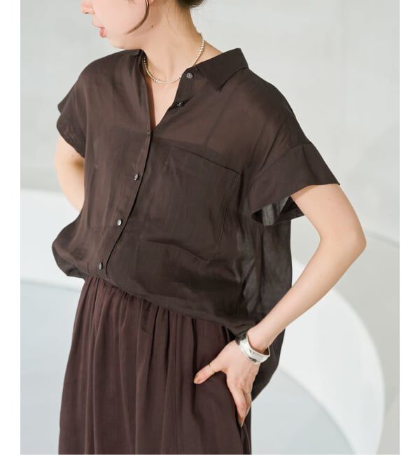 Spick and Span「《セットアップ可》ラミーブレンドフレンチスリーブシャツ」|シャツ・ブラウス|