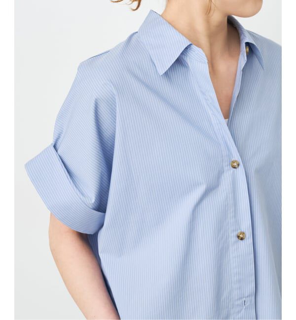Spick and Span「ハーフスリーブポプリンシャツ」|シャツ・ブラウス|サックスブルー