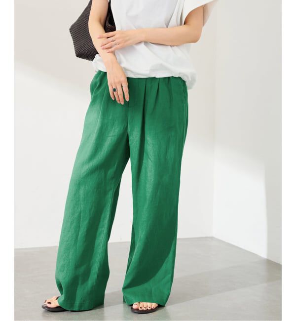 FRAMeWORK「≪予約≫LINEN EASY パンツ」|スラックス|グリーン