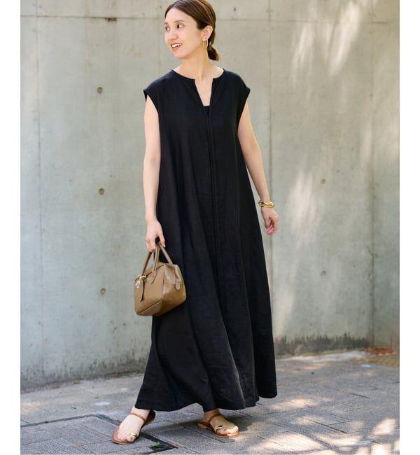 FRAMeWORK「≪予約≫LINEN フレアワンピース」|ワンピース|ブラック