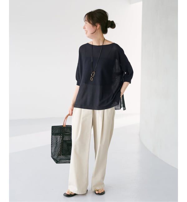 Spick and Span「《追加予約》ICE FINE 5分袖ボートネックニット」|ニット・セーター|